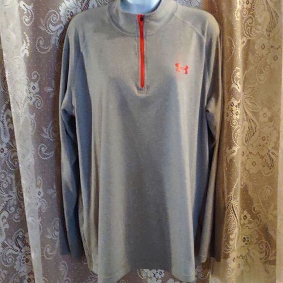 Under Armour Men's‎ L Gray Heat Gear Loose Fit Long Sleeve Zip Shirt - Picture 1 of 7